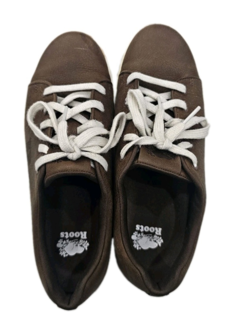 Roots Women's Brown Leather Lace-Up Sneakers Size 7